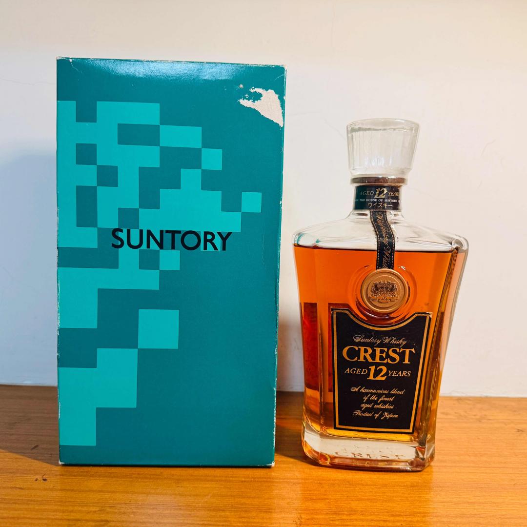 1990年 三得利 双狮标首版「CREST 12年」水晶瓶威士忌 700ml 43%