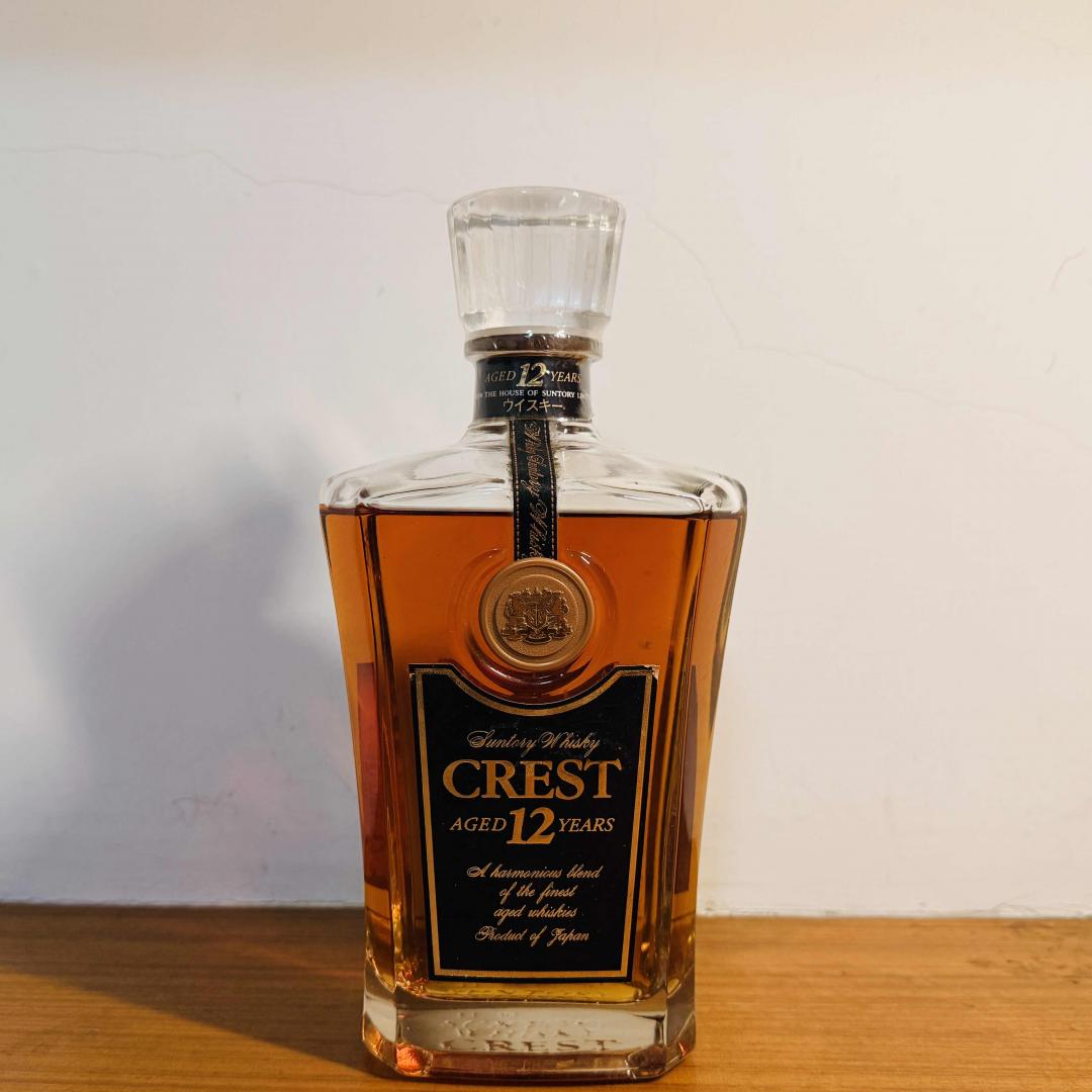 1990年 三得利 双狮标首版「CREST 12年」水晶瓶威士忌 700ml 43%