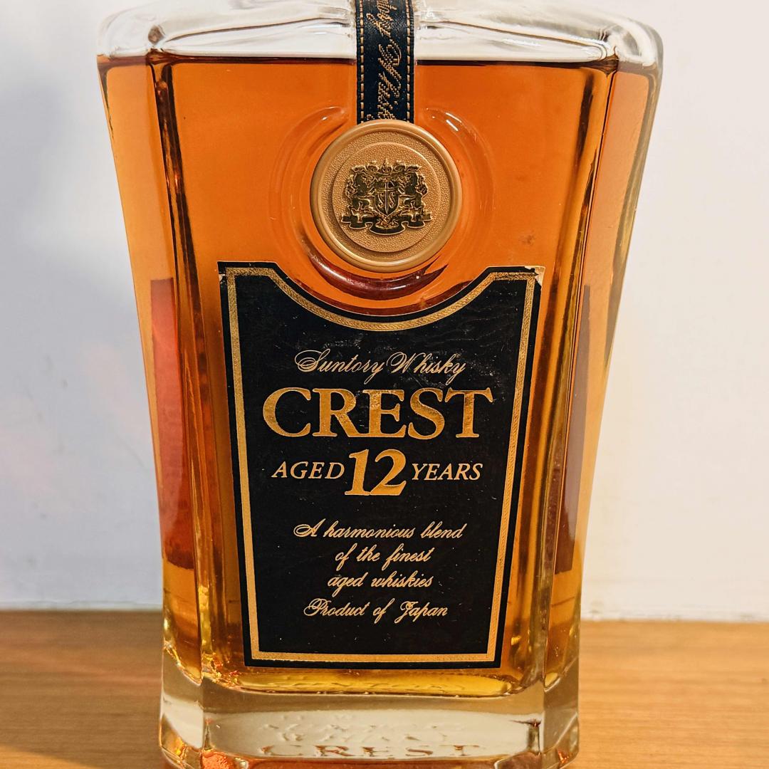 1990年 三得利 双狮标首版「CREST 12年」水晶瓶威士忌 700ml 43%