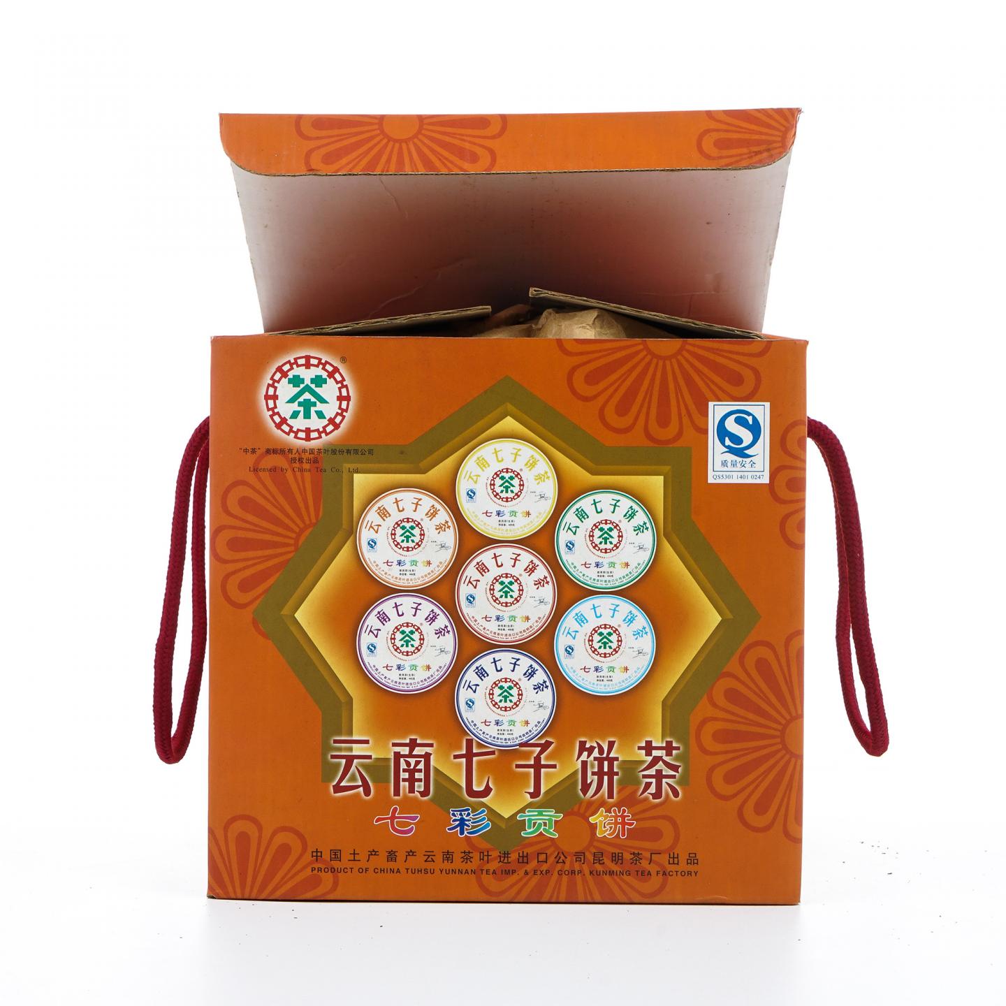 2007年‌云南七子饼茶七彩贡饼约400克*7饼干仓_大拍-酒虫网