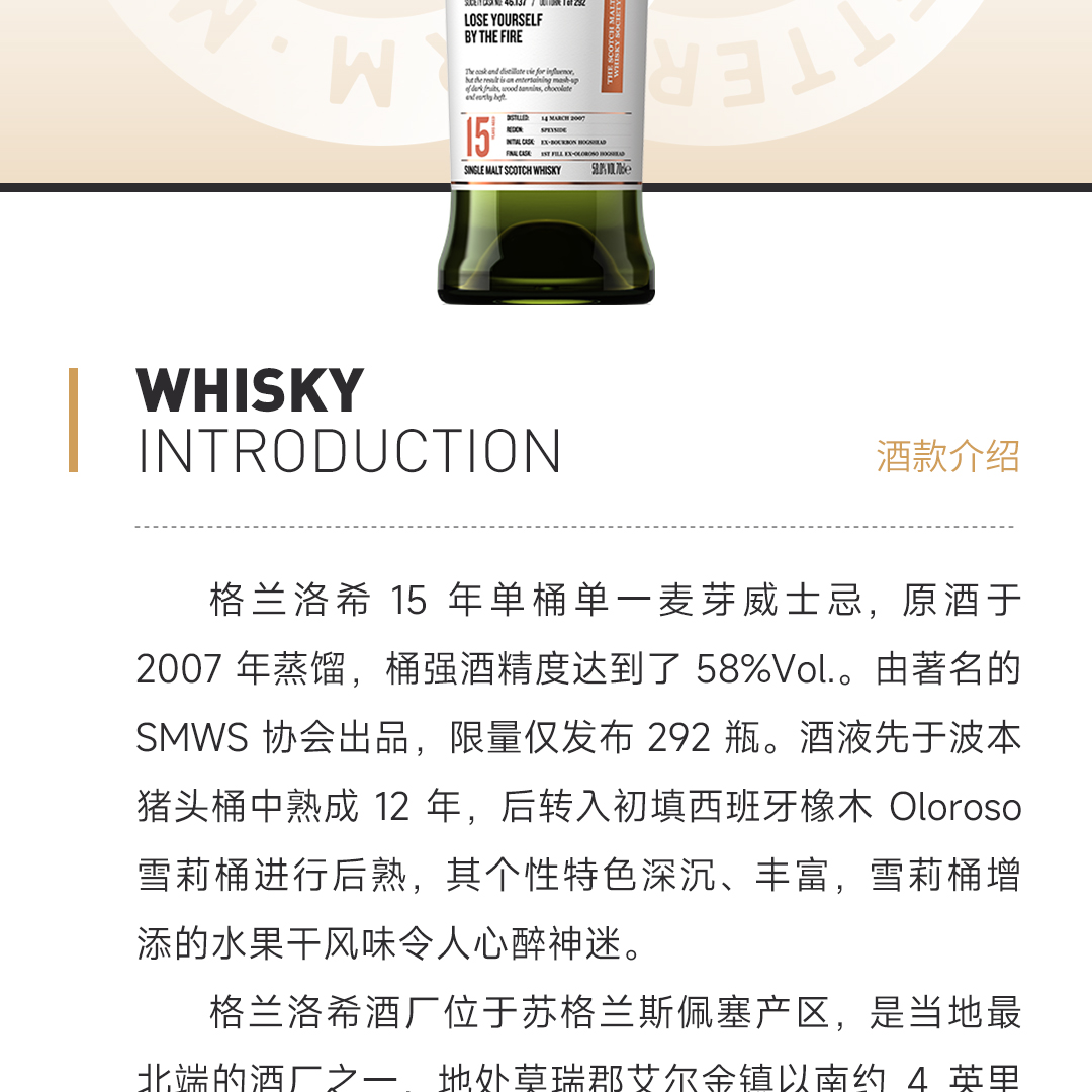 【在火中迷失自己】Glenlossie 格兰洛希15年2007单桶 46.137 单一麦芽威士忌