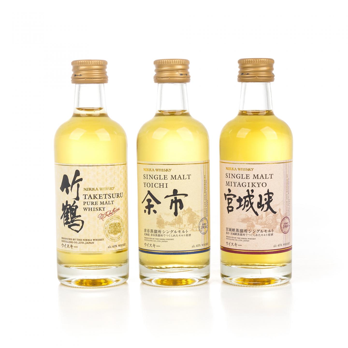 【酒版】余市/宫城峡/竹鹤/Nikka 白兰地V.S.O.P 50ml*5瓶组