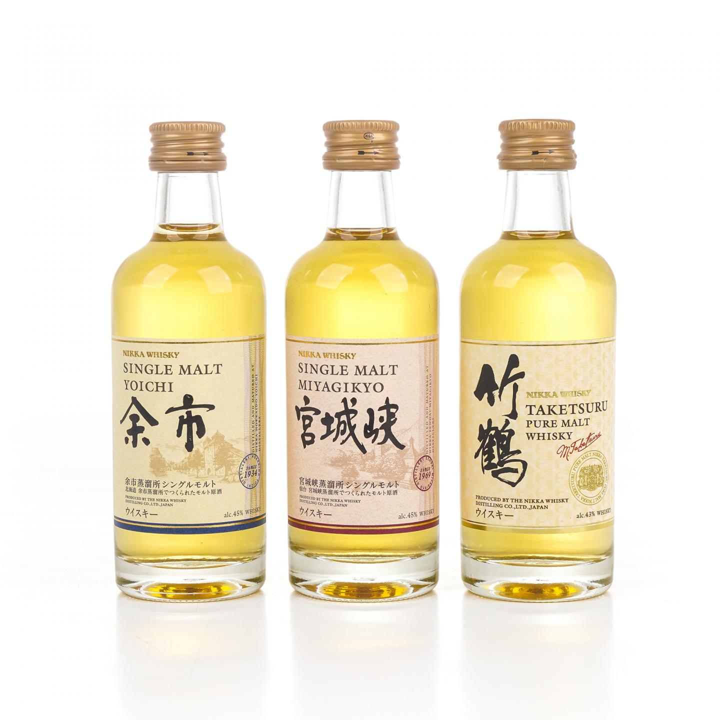 【酒版】余市/宫城峡/竹鹤/Nikka 白兰地V.S.O.P/三得利 Royal 金花标 50ml*5瓶组