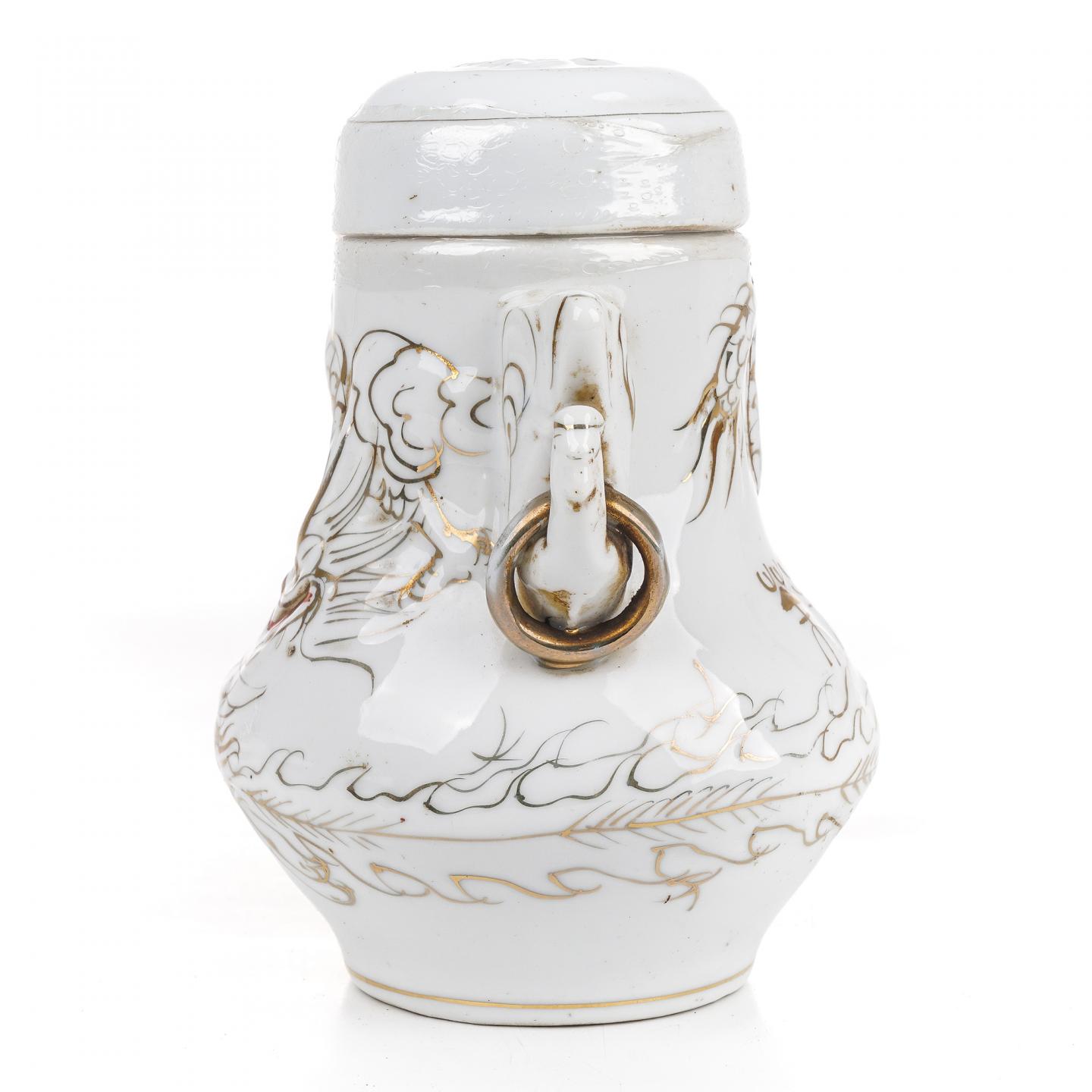 1980年代 福安赛岐 描金龙凤纹白瓷瓶老茉莉花茶一罐 约590g 干仓