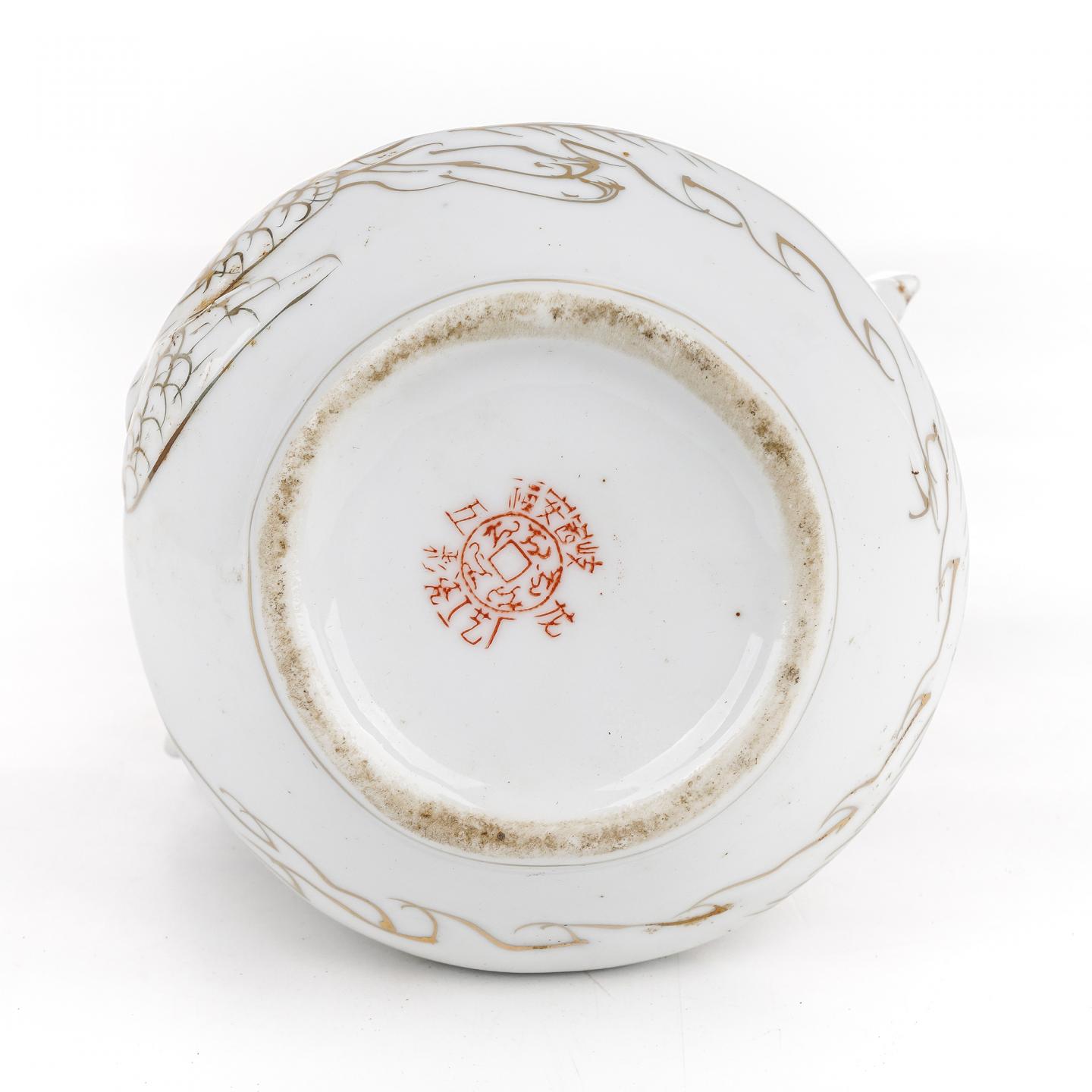 1980年代 福安赛岐 描金龙凤纹白瓷瓶老茉莉花茶一罐 约590g 干仓