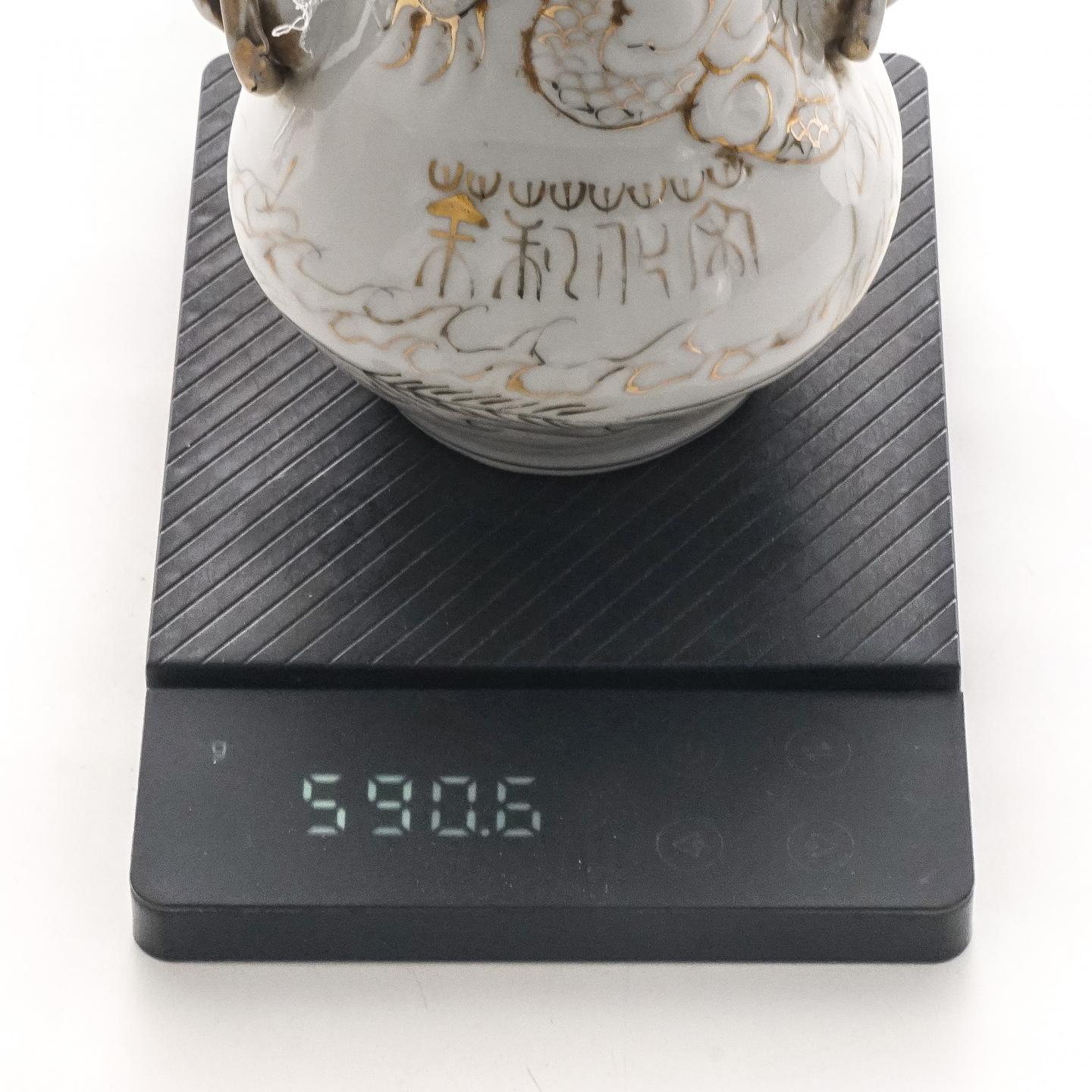 1980年代 福安赛岐 描金龙凤纹白瓷瓶老茉莉花茶一罐 约590g 干仓