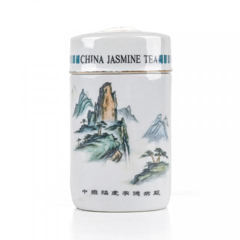 1980年代 国营宁德茶厂 天山牌山水纹瓷瓶老茉莉花茶一罐 约380g 干仓
