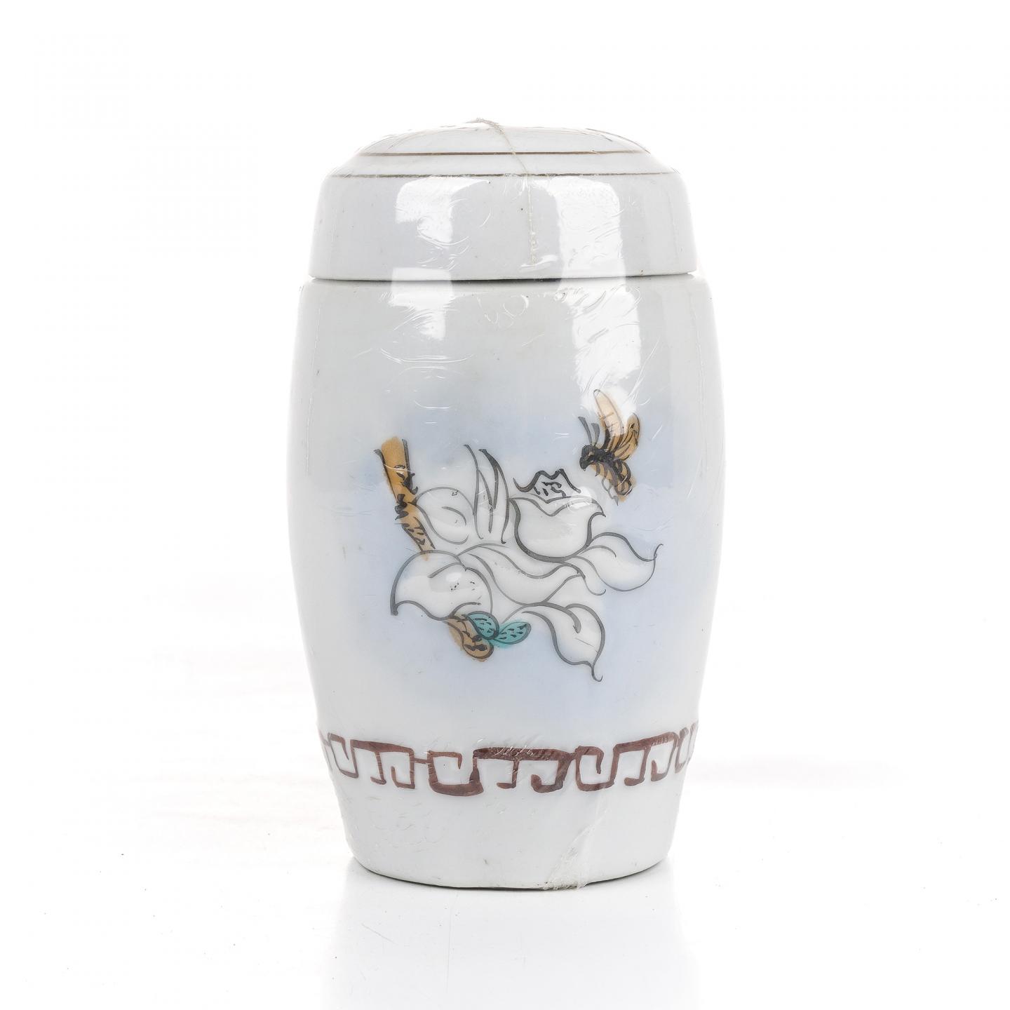 1980年代 国营霞浦茶厂 文峰牌描金瓷瓶老茉莉花茶一罐 485.5g