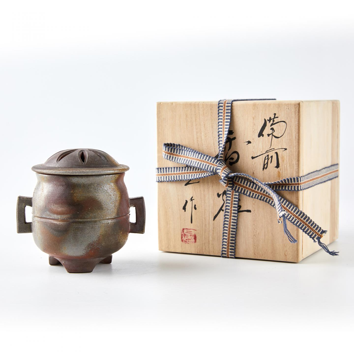 中尾晃|昭和时期 本手作备前烧耳付三足香炉