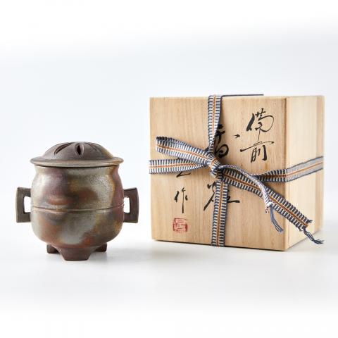 中尾晃｜昭和时期 本手作备前烧耳付三足香炉