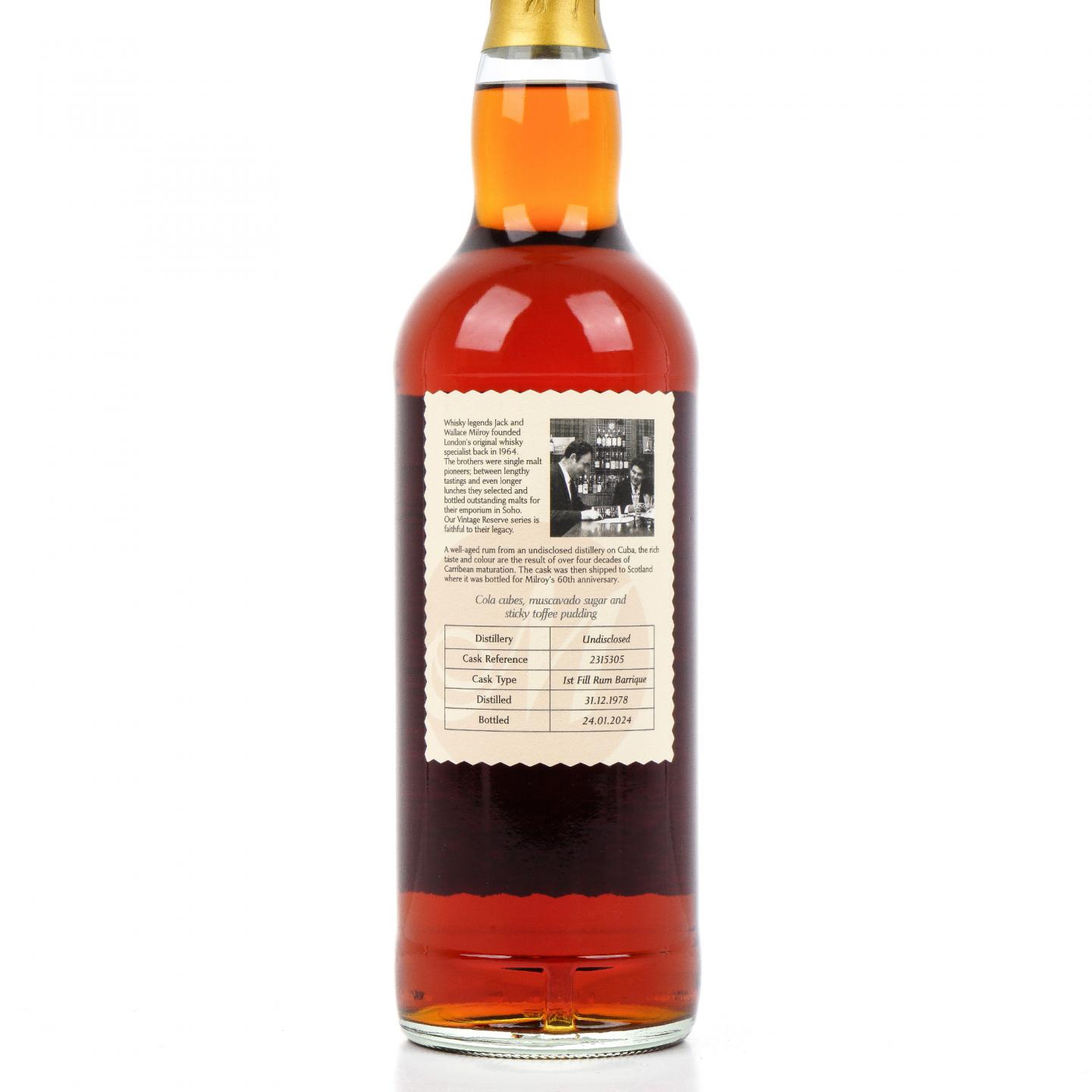 古巴朗姆酒 45年 1978-2024 Milroy’s