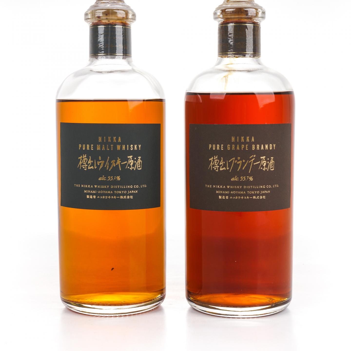 Nikka 樽出纯麦原酒55.1度/樽出纯葡萄白兰地原酒55.7度双瓶套装_大拍