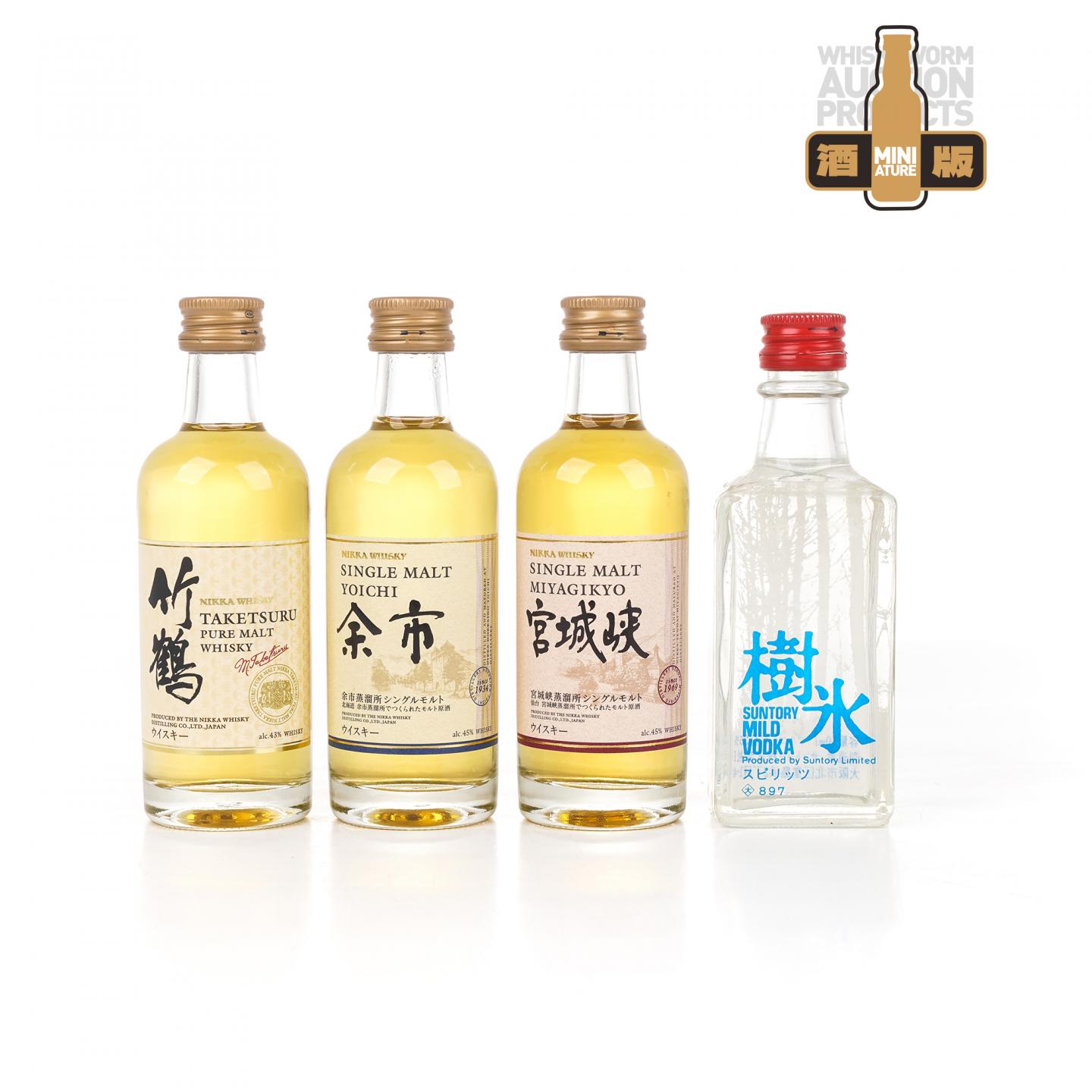 【酒版】余市/宫城峡/竹鹤/三得利伏特加 50ml*4瓶组
