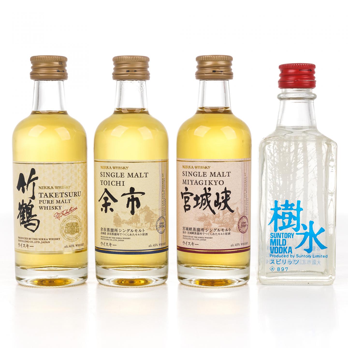【酒版】余市/宫城峡/竹鹤/三得利伏特加 50ml*4瓶组