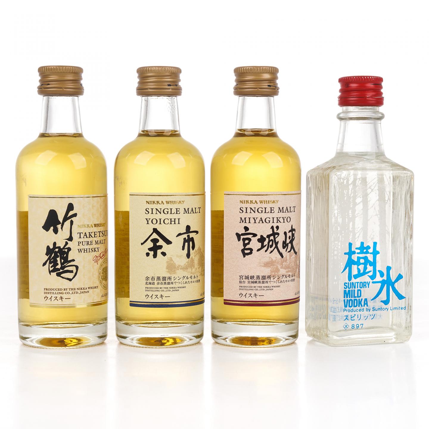 【酒版】余市/宫城峡/竹鹤/三得利伏特加 50ml*4瓶组