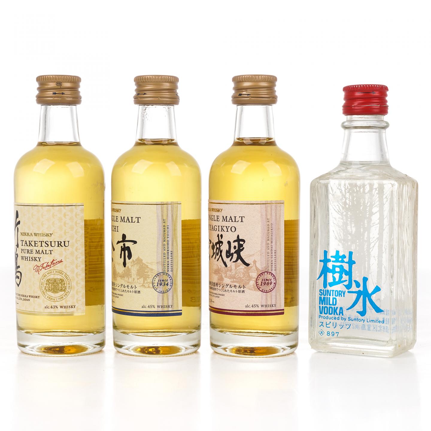 【酒版】余市/宫城峡/竹鹤/三得利伏特加 50ml*4瓶组