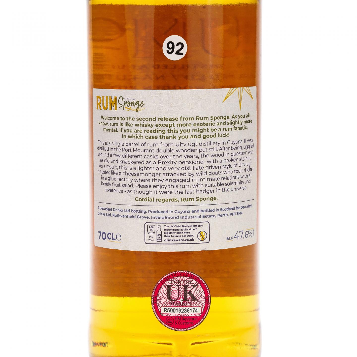【朗姆酒】圭亚那 Uitvlugt 27年 1993 Rum Sponge