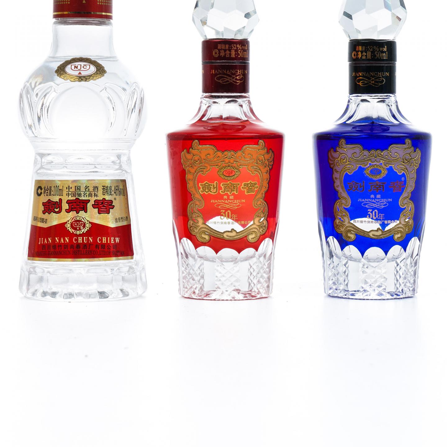 四川剑南春·东方红/典藏30年/15年/透明水晶瓶 100ml/50ml 礼盒装 5瓶组