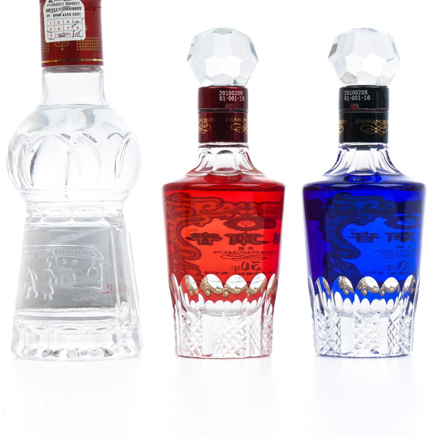 四川剑南春·东方红/典藏30年/15年/透明水晶瓶 100ml/50ml 礼盒装 5瓶组