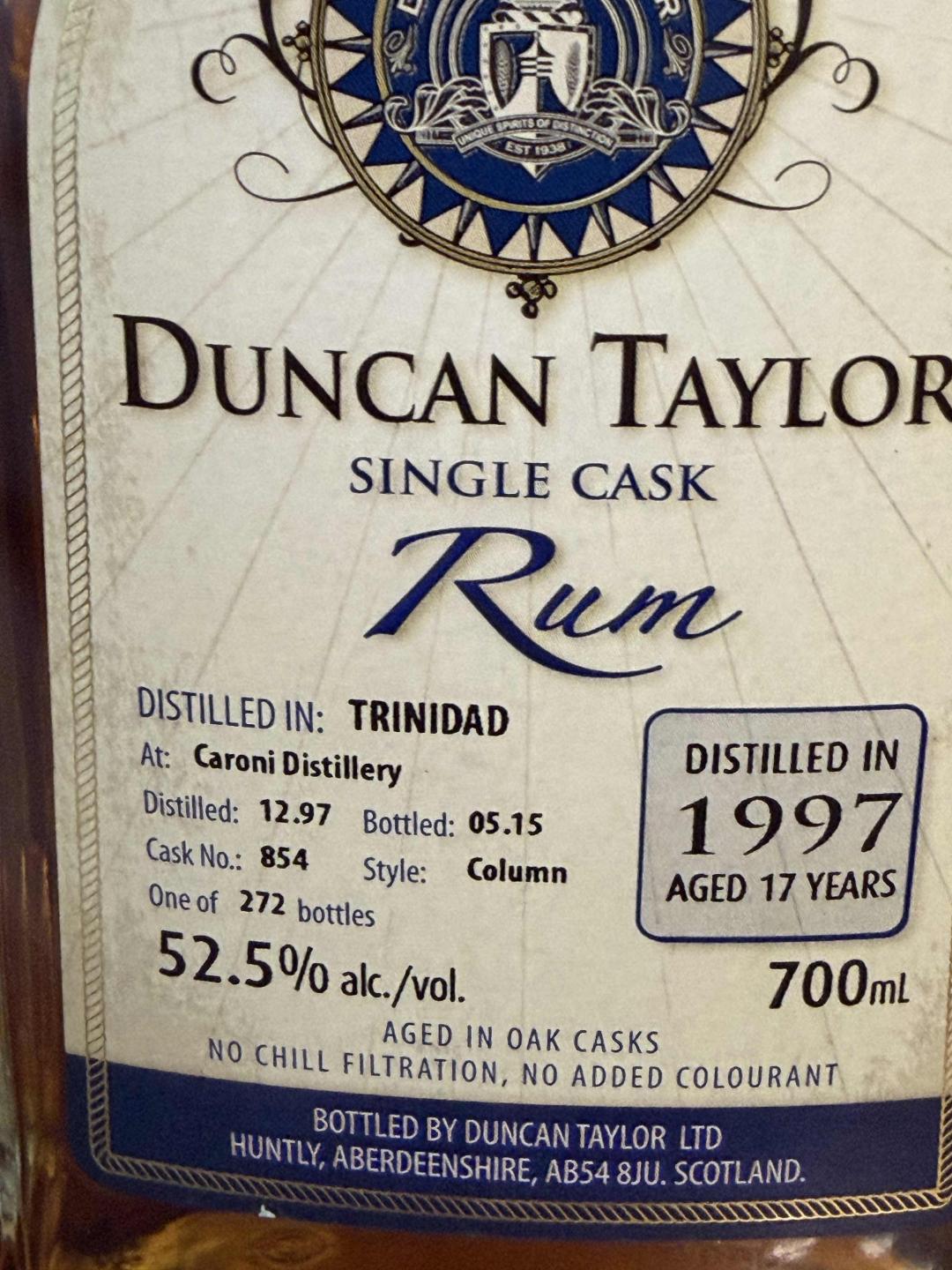 【消逝的酒厂】Caroni 17年1997-2015朗姆酒DT单桶桶强#854 到付