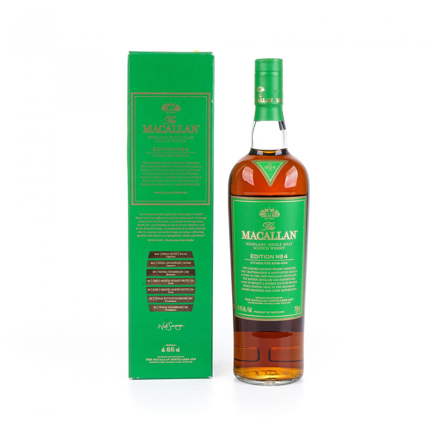 麦卡伦 2018 Edition No.4 绿标 750ml 非原盒