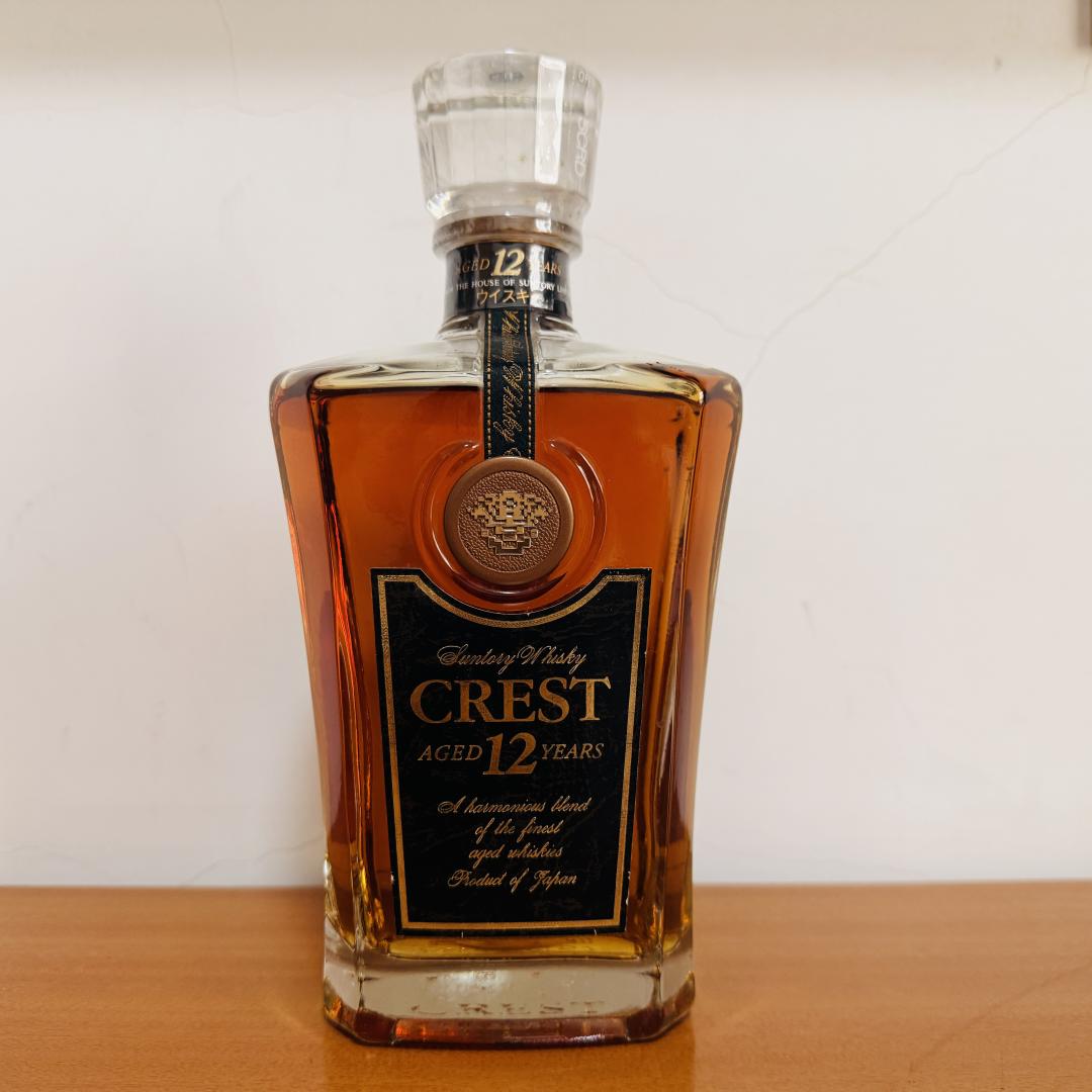 90年代 三得利 金花标「CREST 12年」水晶瓶威士忌 43% 700ml