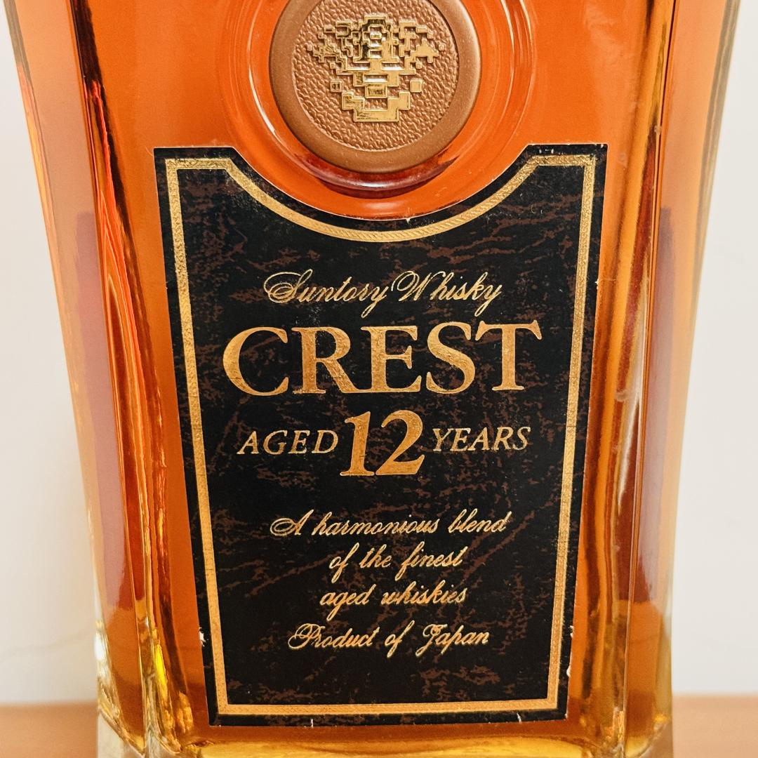 90年代 三得利 金花标「CREST 12年」水晶瓶威士忌 43% 700ml