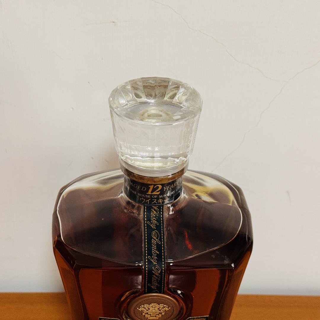 90年代 三得利 金花标「CREST 12年」水晶瓶威士忌 43% 700ml