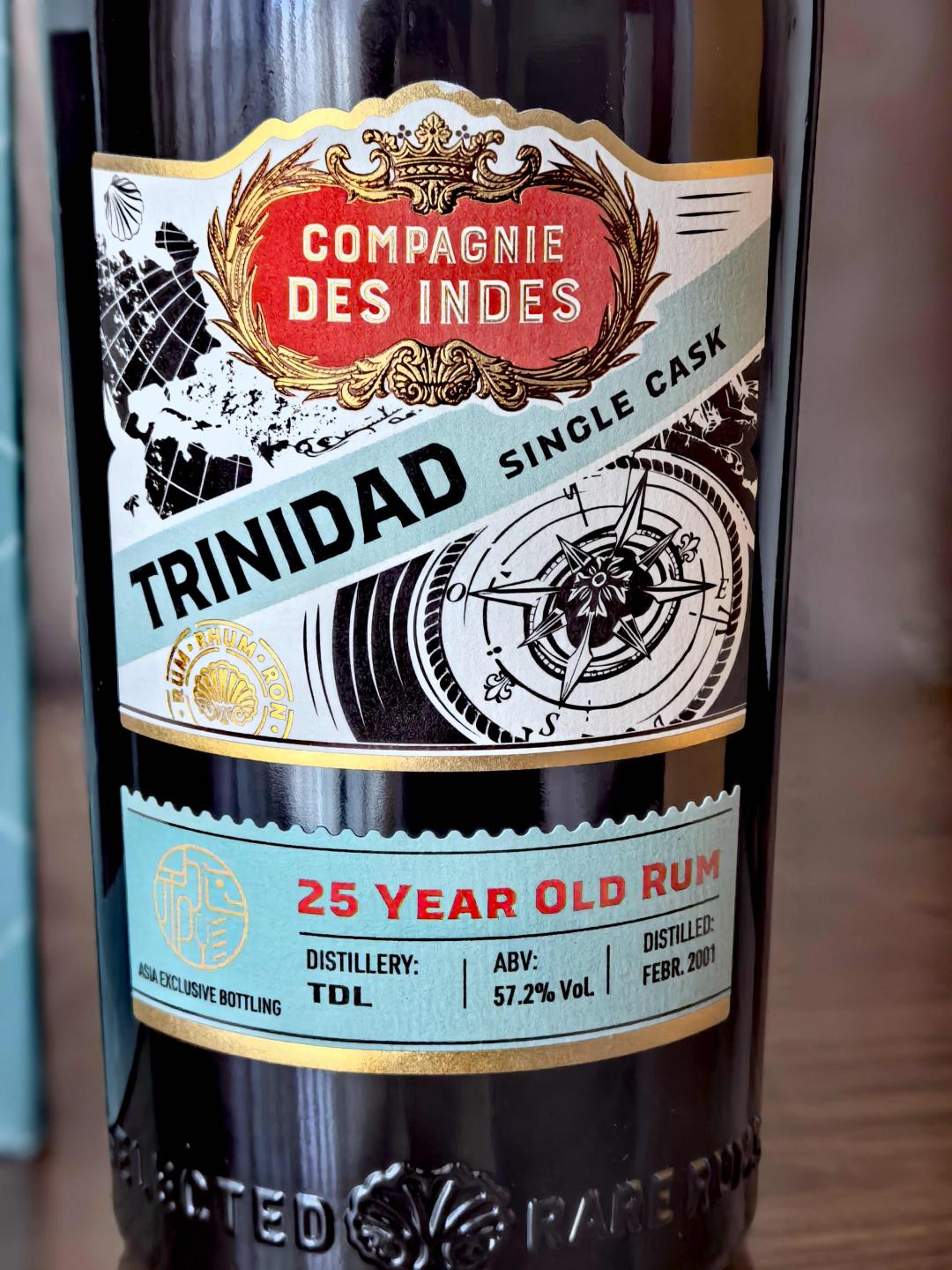 TDL 25年 2001-2026特立尼达朗姆2001/2026 单桶桶强 Compagnie des Indes 到付