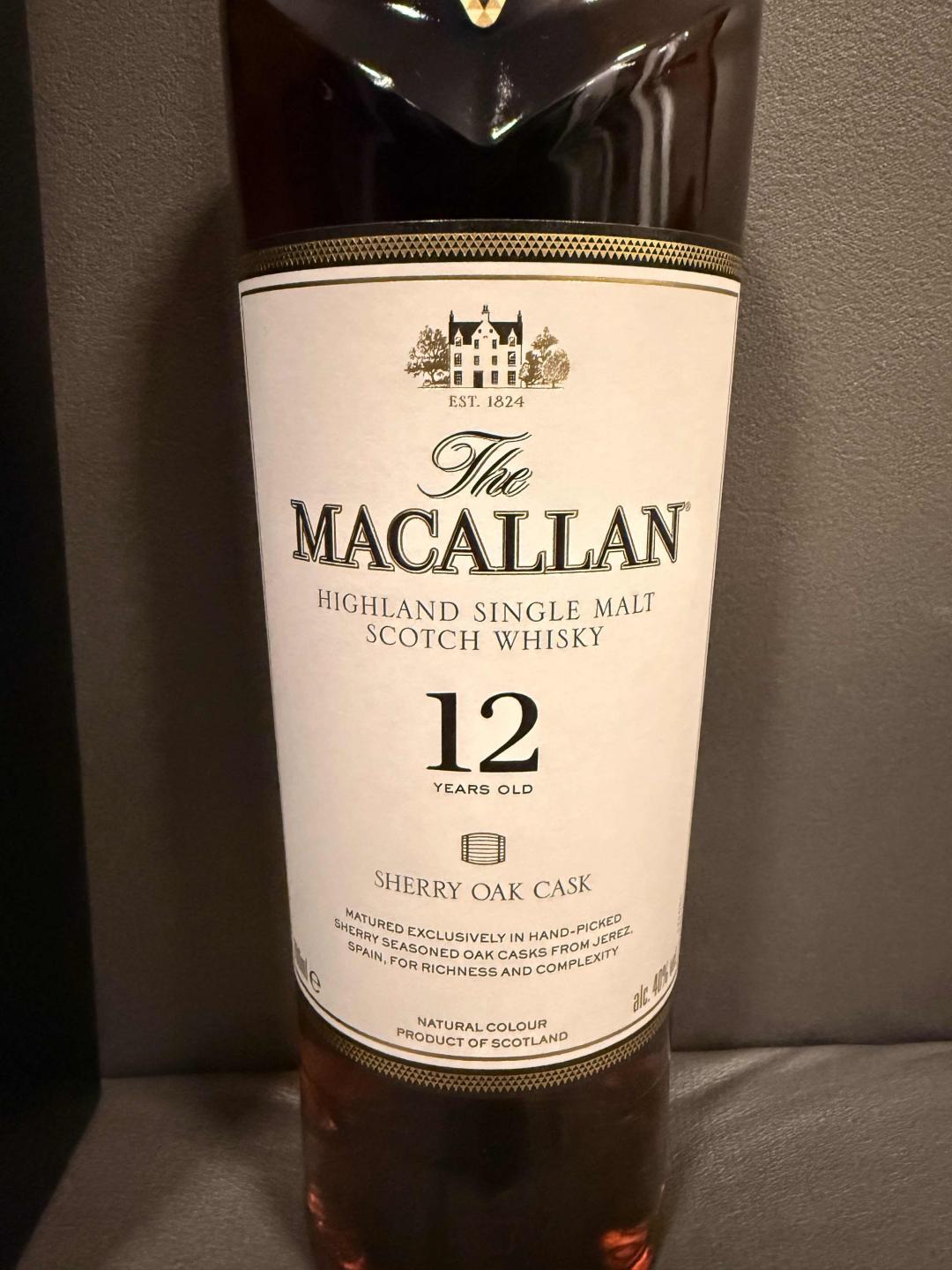 麦卡伦 12年 Sherry Oak 雪莉桶｜2020装瓶 斯佩塞德单一麦芽｜700ml｜40% ABV｜