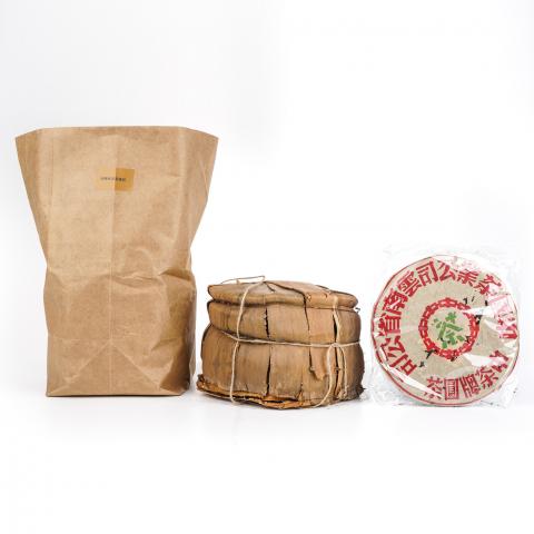 1990年代 中茶牌圆茶 大字绿印 一提7饼*约350g 自然偏干仓