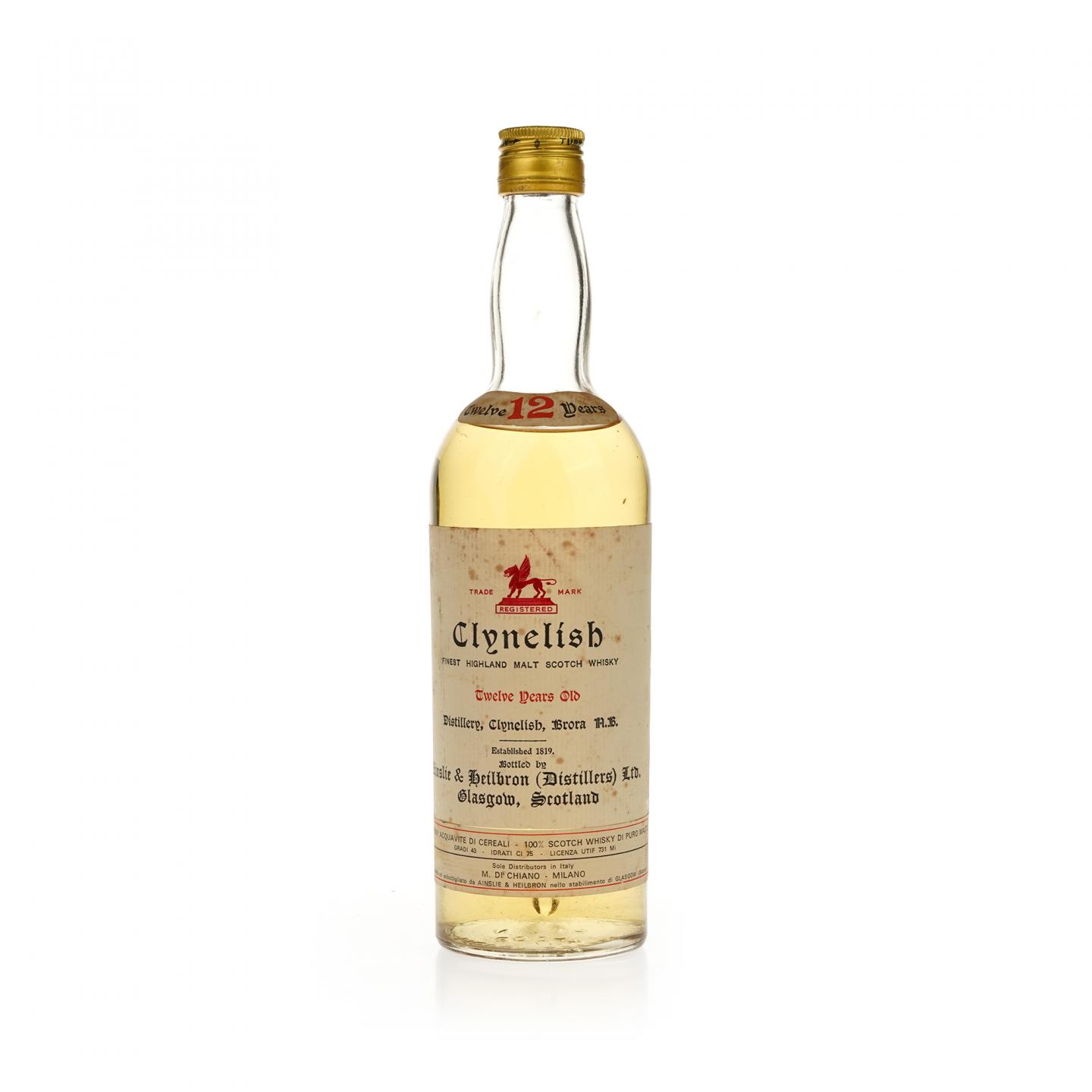 【威士忌】克里尼利基 12年 Ainslie & Heilbron 旧版 约60年代装瓶 750ml