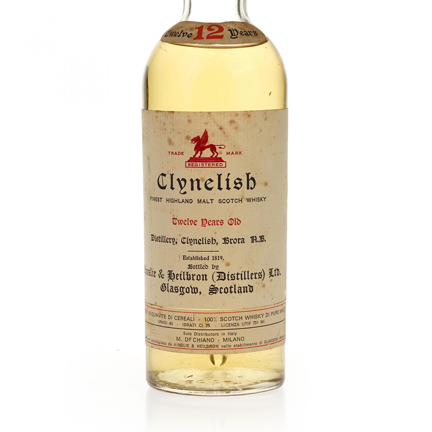 【威士忌】克里尼利基 12年 Ainslie & Heilbron 旧版 约60年代装瓶 750ml
