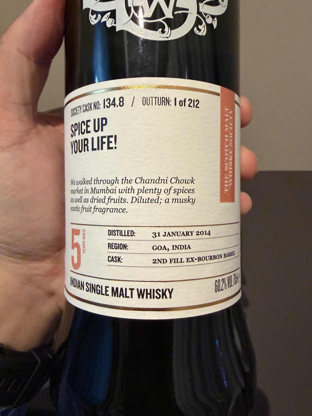Smws协会John paul5年134.8印度威士忌